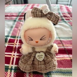 Labubu Miu Miu brown / purple tweed dress with bow Accessories